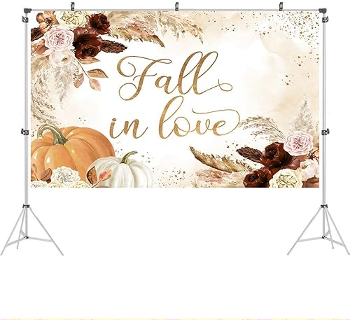 Miniatura 2 de Ticuenicoa Telón de fondo de otoño de 5 x 3 pies, diseño de otoño, hojas bohemias verdes, puntos dorados, calabaza, fotografía, fondo, despedida de