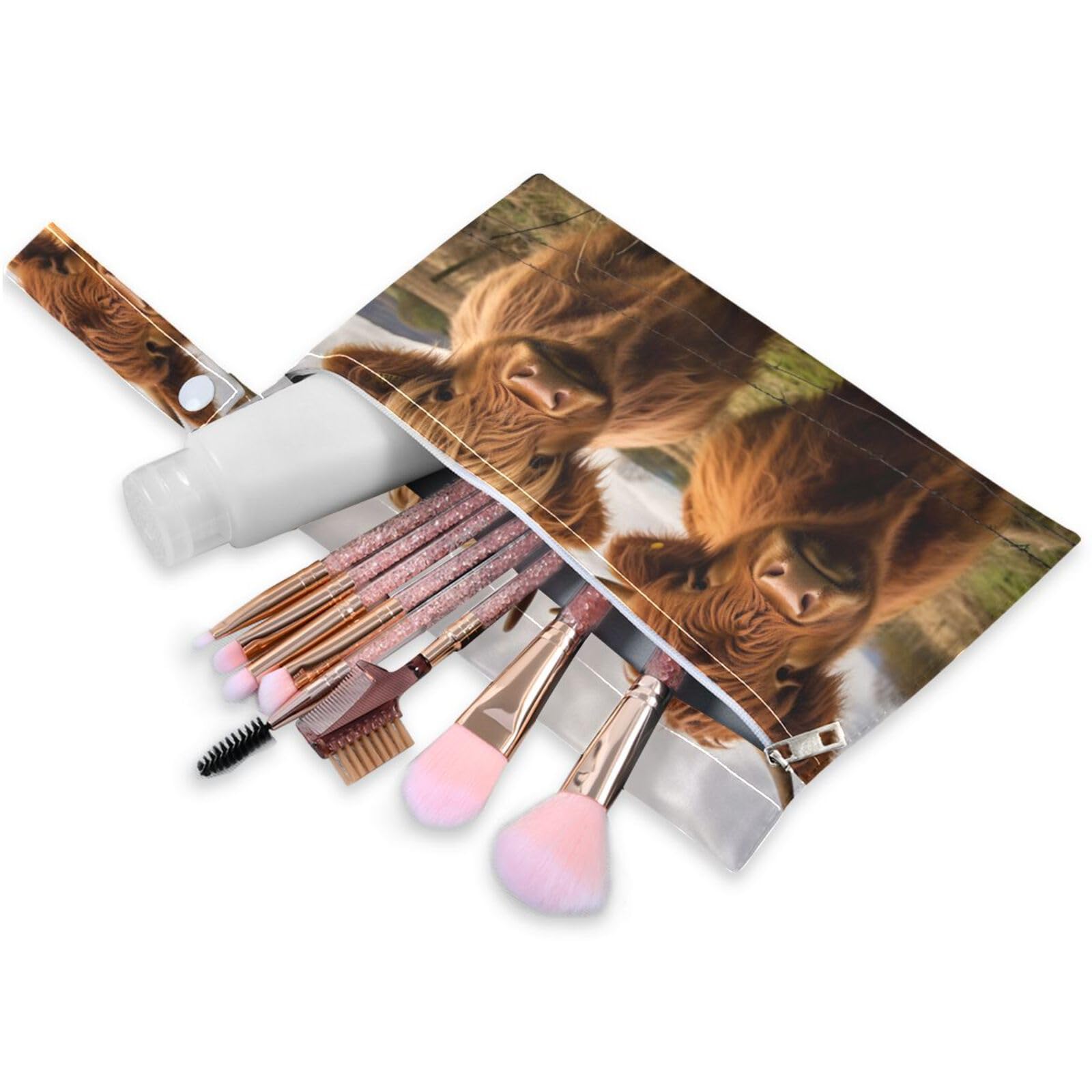 ATTX Two Scottish Highlands Cow Wet Dry Bags 2-Pack - Reusable Cloth Diaper Storage for Travel, Beach & Gym | Multi-Use Waterproof Bags for Swimsuits, Baby Clothes, Sports Gear#372