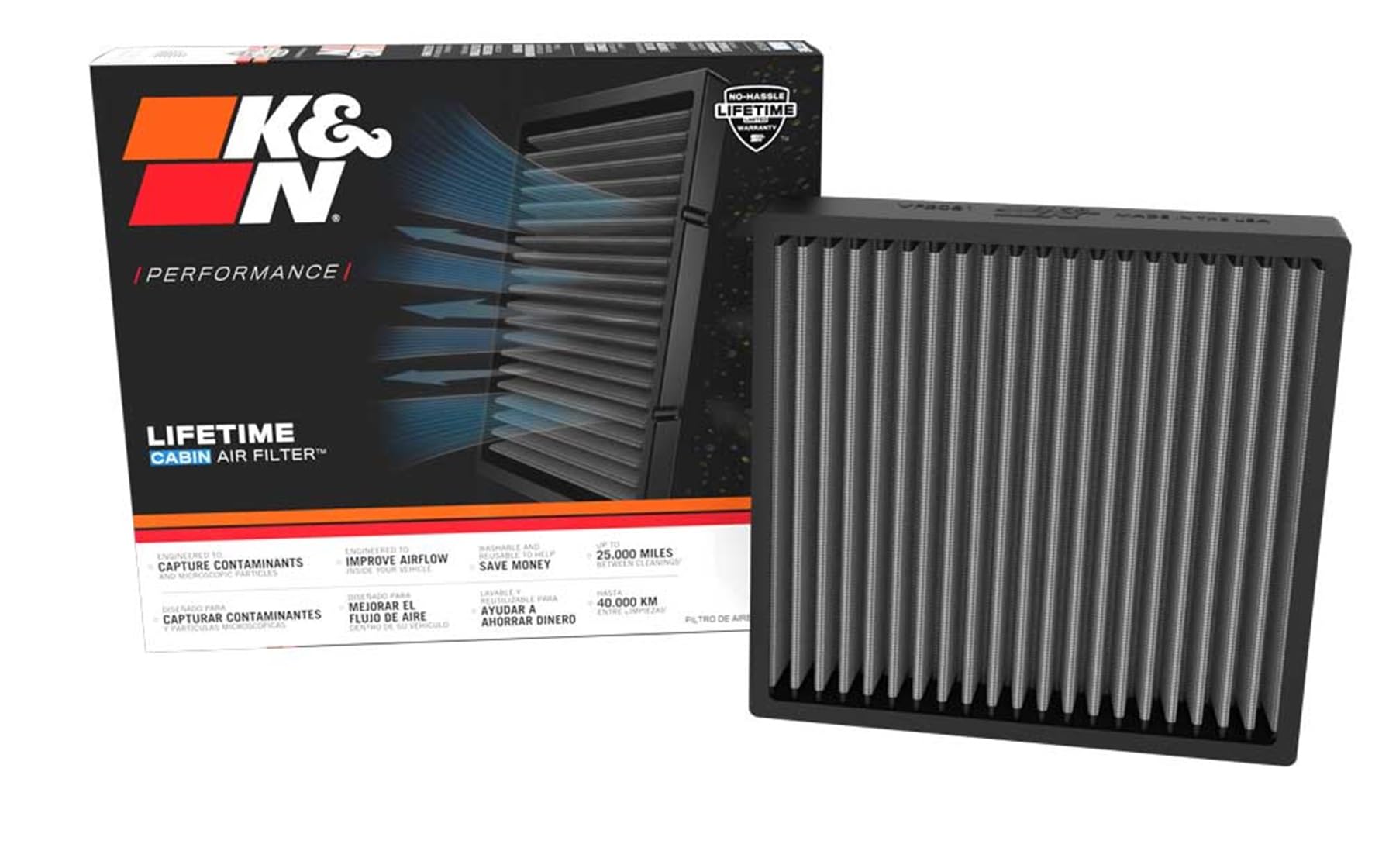 K&N LIFETIME Cabin Air Filter: Filtro abitacolo premium, lavabile, per un’aria pulita all’interno del veicolo; compatibile con Land Rover Defender e Discovery, anni 2019–2024 – Filtro VF2081.