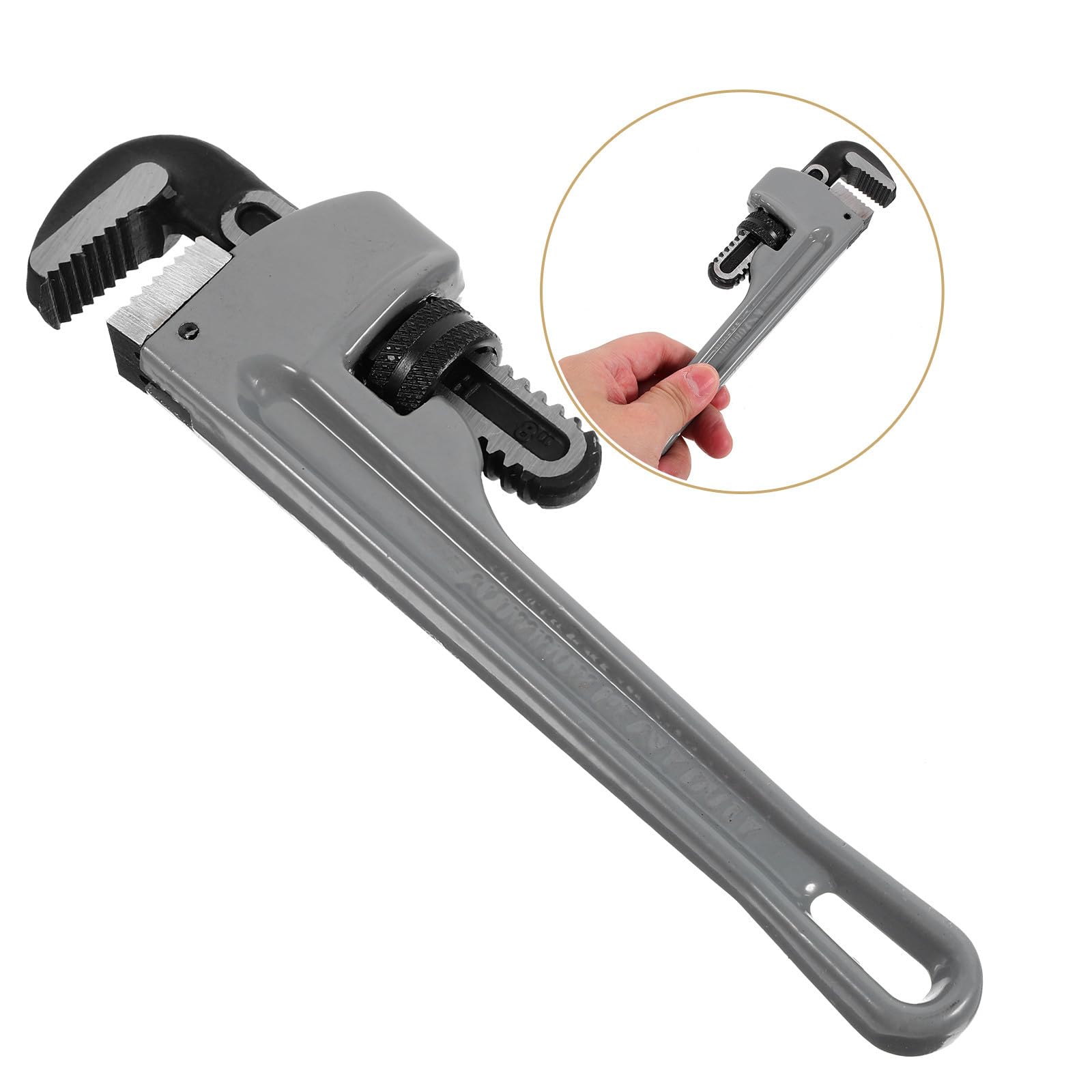 Llave de Fontanero Ajustable de 8 Pulgadas Llave Inglesa Pesada de Aleación de Aluminio y Acero Cromo-Vanadio Herramienta para Tuberías Resistente y Versátil para Fontanería