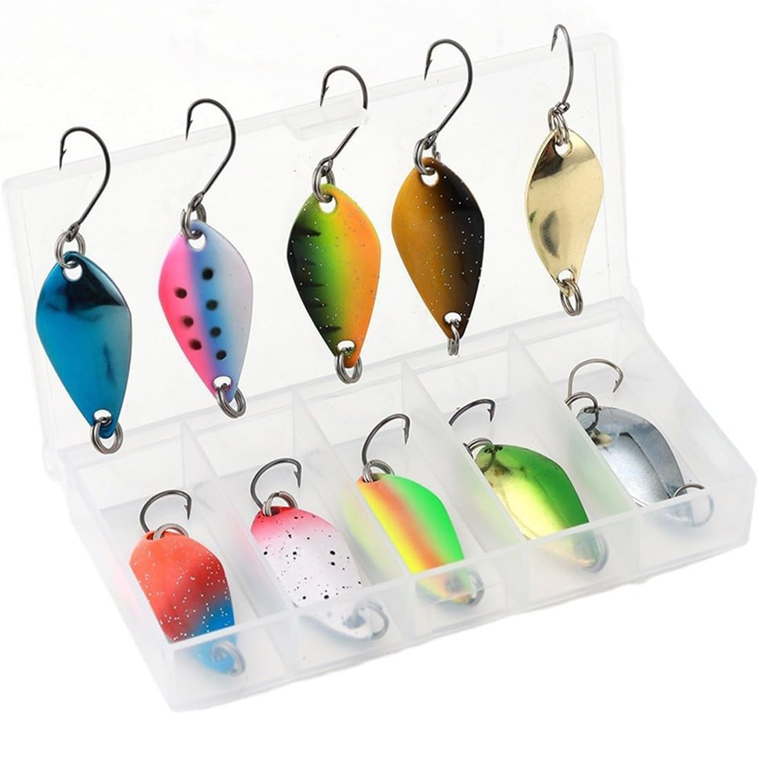Cucchiaini da Pesca Esche 10 Pezzi, 2.5g/3.5g/5g, Esche per la Pesca Alla Trota, Trota, Persico, Luccio, 10 Pezzi
