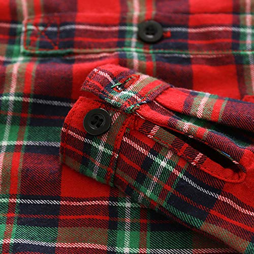 Top And Top Gentle Baby Boys Cotton Long Sleeve Plaid Romper Jumpsuits With Suspender Pants Clothing Set (70/0-6 Months, Red) #TOP4