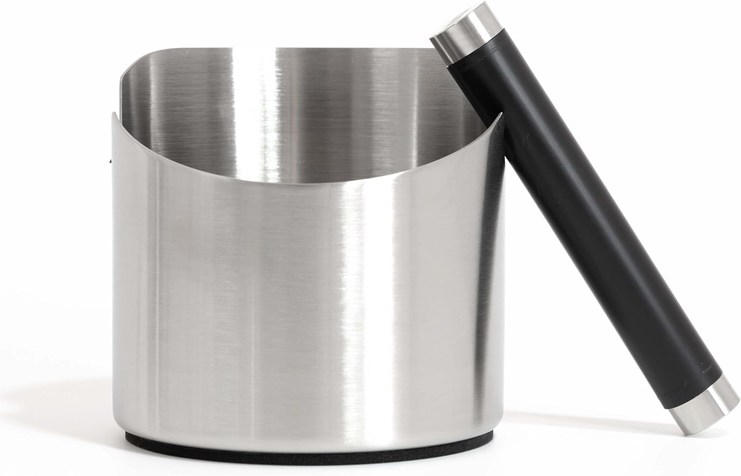 NEOUZA Knock Box for Espresso Machine, Coffee Grounds Bin – Barista Accessories, Shock-Absorbent with Removable Metal Knock Bar (Silver, Medium)