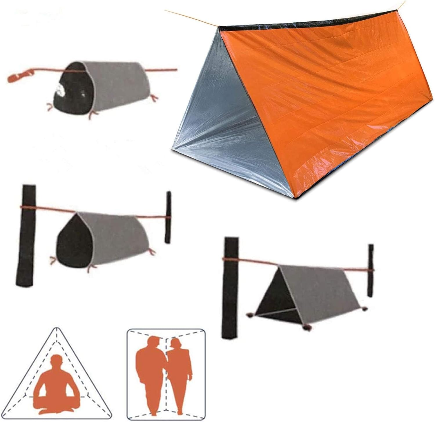 Survival kit 4 Pack, 1 Emergency Tent 1 Emergency Sleeping Bag 1 Mylar Blankets 1 Poncho with 4 Tac Bags for Outdoor Carcar Kits, Camping, Hiking Reuse Emergency Shelter.(Orange) Survival kit 4 Pack, 1 Emergency Tent 1 Emergency Sleeping Bag 1 Mylar Blankets 1 Poncho with 4 Tac Bags for Outdoor Carcar Kits, Camping, Hiking Reuse Emergency Shelter.(Orange)