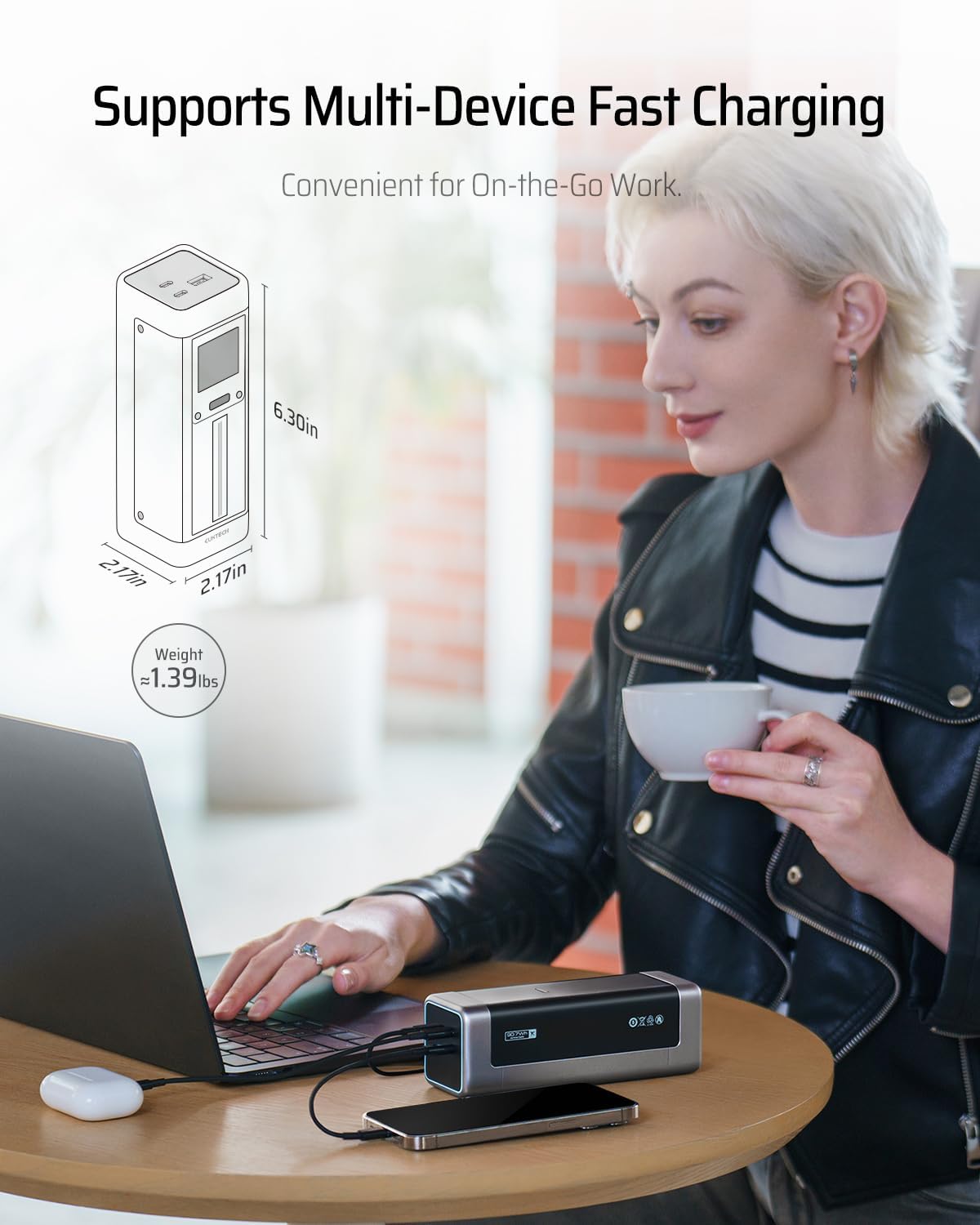 CUKTECH NO.20 140W 25000mAh Power Bank+ 100W USB C 3-Port Charger Combo, Multi-Device Fast Charging, Portable Laptop Charger for MacBook Pro/Air, iPhone 16/15/Pro, Samsung Galaxy, Pixel, and More