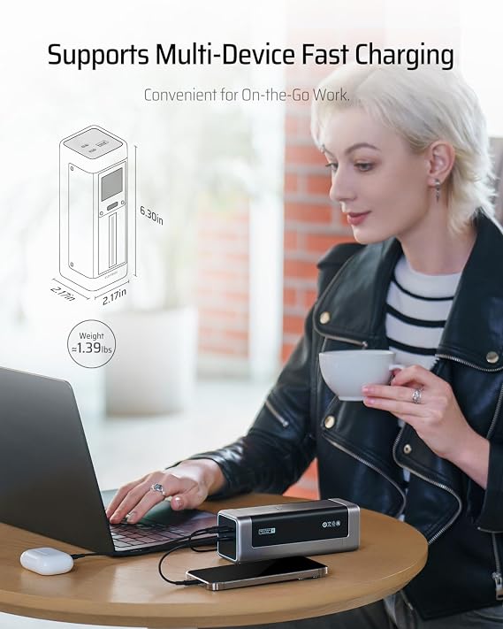 CUKTECH NO.20 140W 25000mAh Power Bank+ 100W USB C 3-Port Charger Combo, Multi-Device Fast Charging, Portable Laptop Charger for MacBook Pro/Air, iPhone 16/15/Pro, Samsung Galaxy, Pixel, and More