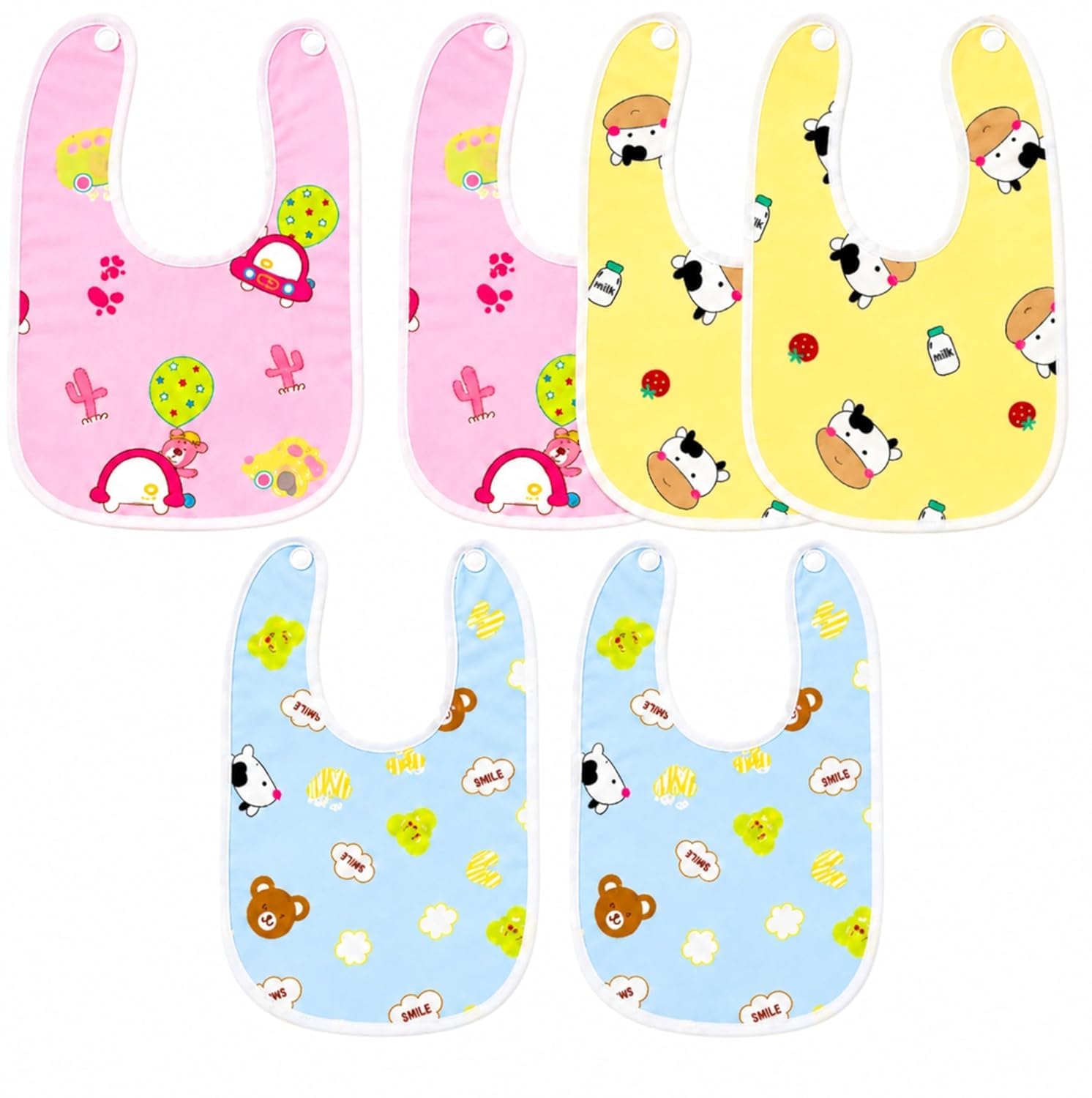 Mommers Baby Feeding Bibs Set of 6 for Babies & Toddlers | Lightweight Feeding Apron for Boys & Girls 0-9 Months | Soft Waterproof Reusable Saliva & Drool Bibs | Snap Button Closure | Soft & Absorbent Fast-Dry & Washable-image-34