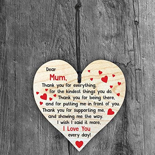Resmoni I Love You Mum - Handmade Wooden Perfect Hanging Heart Plaque-Sign Gift for Your Best Friendship