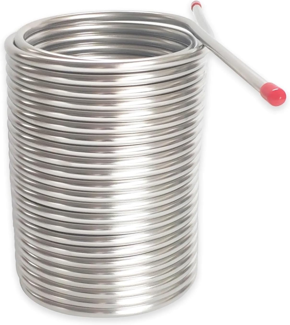 Intercambiador de calor, serpentín de enfriamiento de 19 m de longitud, enfriador de mosto de agua y cerveza de doble capa, serpentín de acero inoxidable de caja, tubo de 8 mm, enfriador de cerveza de