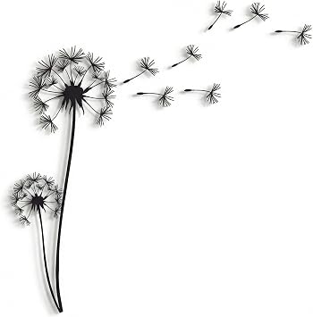 DEKADRON Metal Wall Art, Pusteblume with Flying Seeds, Metal Nature Decor, Patel with Dandelion Wall Hanging, Home Living Room Wall Art 12 W X 29 H 31x75cm