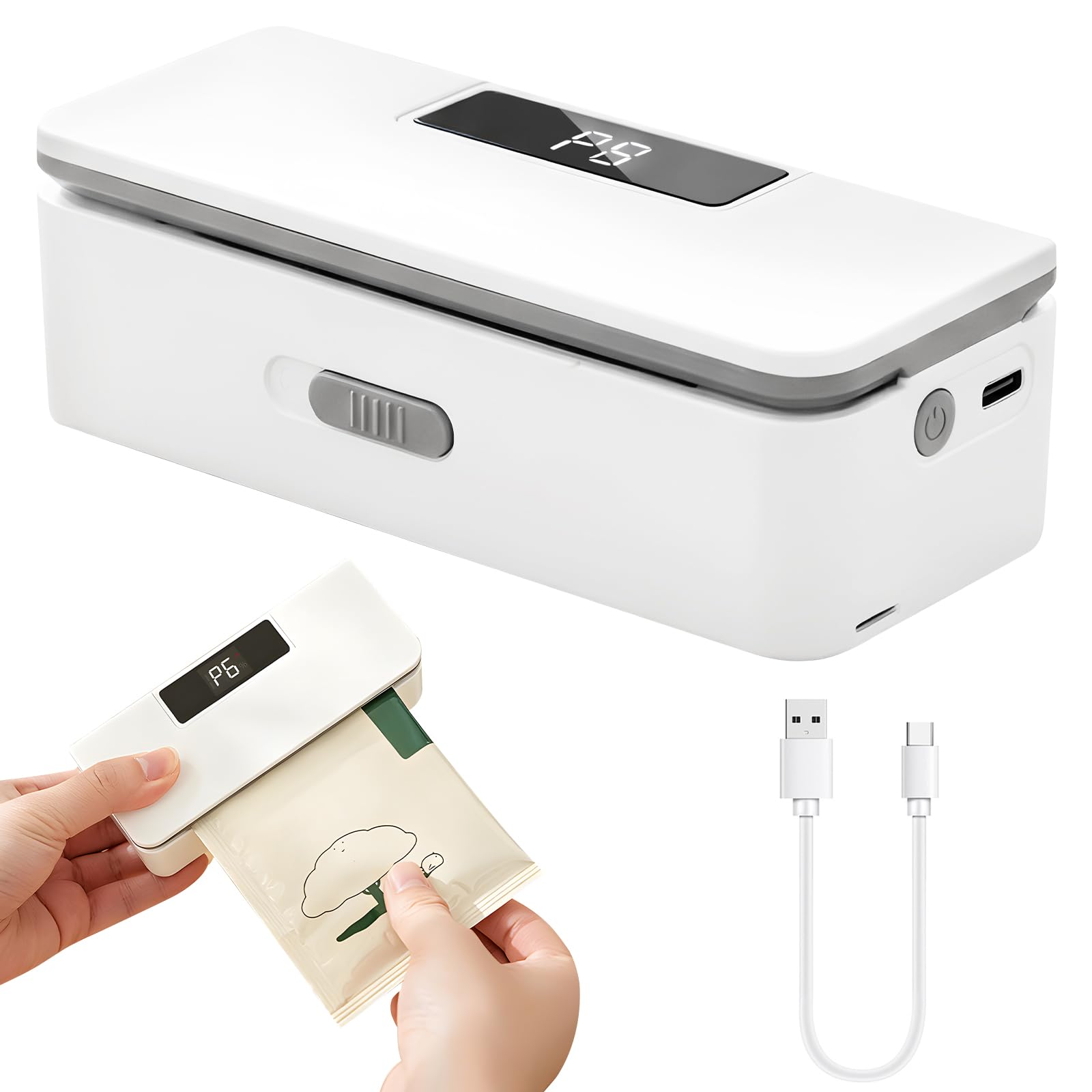 Mini Sigillatrice Sacchetti Ricaricabile USB C Sigillatore Termico con Cutter e Magnete 8 Livelli Regolabili Macchina per Conservazione Alimenti Cucina Campeggio Viaggio