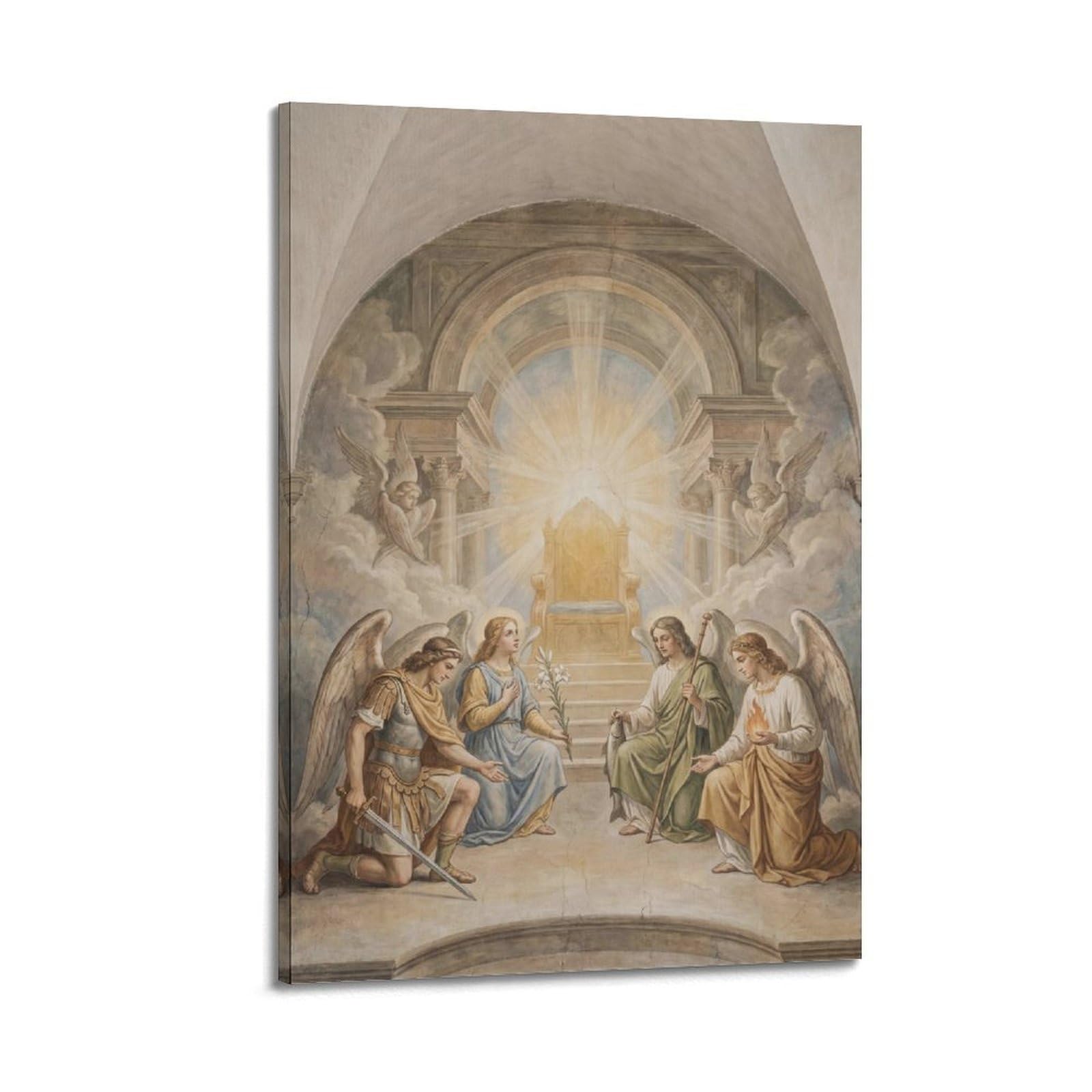 OKNGB Christian Poster Four Archangels Michael Gabriel Raphael Uriel Decorative Painting Canvas Art Picture 20x30inch(50x75cm)