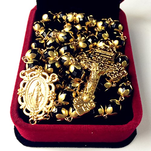 elegantmedical Agate Beads Rosary Italy Pardon Cross catholic necklace Mens/Womes Gift3