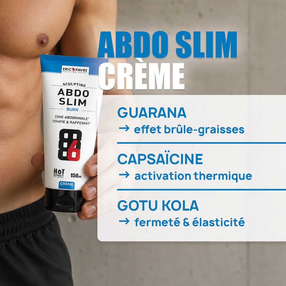 CREME MINCEUR Abdos Slim - Tonifie, Sculpte Le Ventre - Peut Etre Utilisée Sur D'autres Zones à Affiner : Cuisses, Bras, Hanches - Tube 150ml - Eric Favre