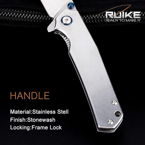 Miniatura 7 de Ruike, Framelock RKEP801SF, cuchillo plegable de 3,5 pulgadas, filo y mango con acabado suave