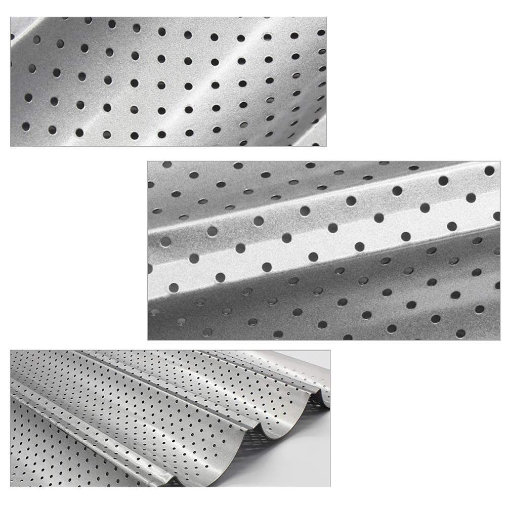 ETiME Plaque de cuisson pour baguettes avec revêtement antiadhésif 2 baguettes noires