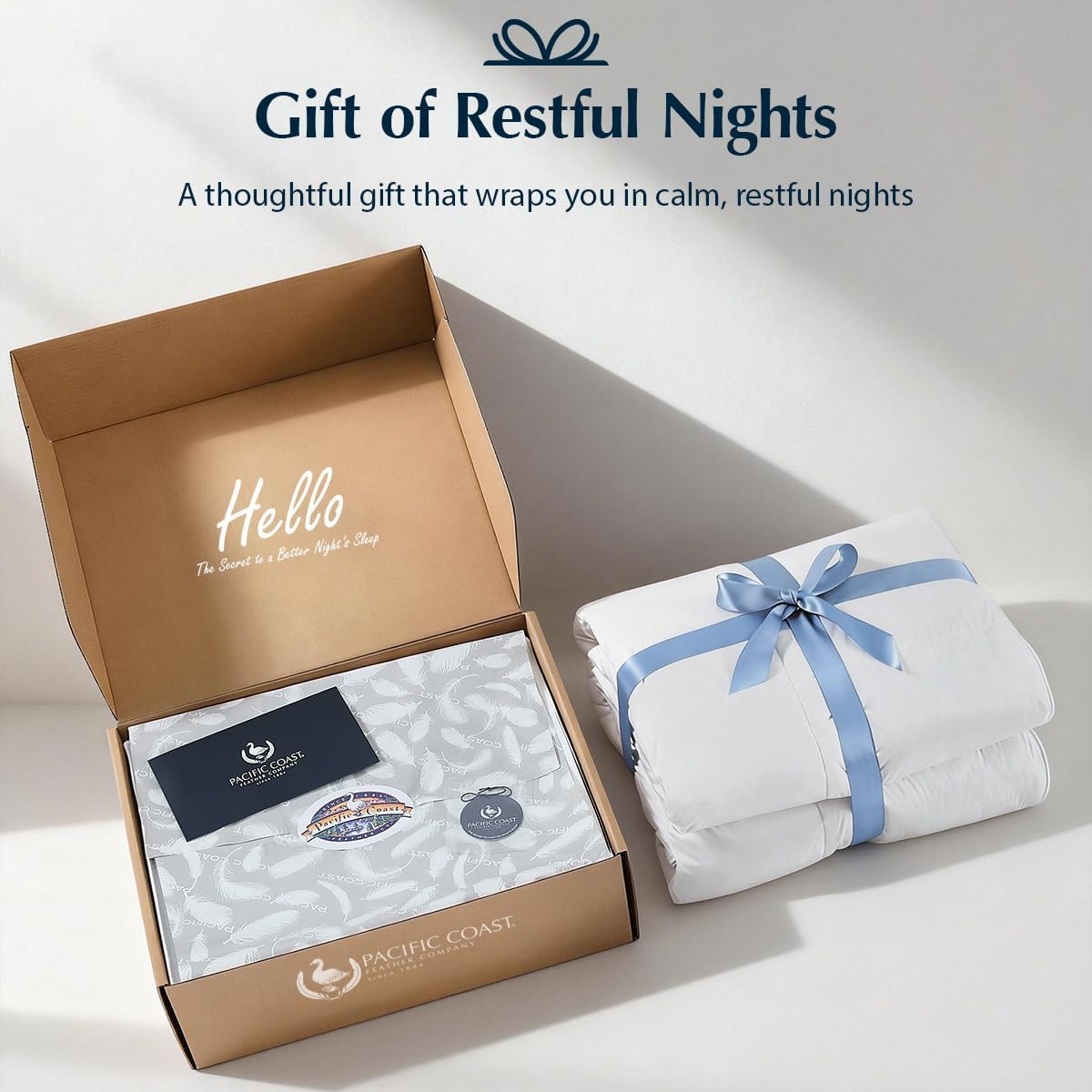 Pacific Coast Lightweight Goose Feather and Down Fiber Comforter King Size, Breathable Duvet Insert for Summer and Hot Sleepers, Natural Cooling Tencel Lyocell Shell, 8 Corner Tabs, White, 106x90