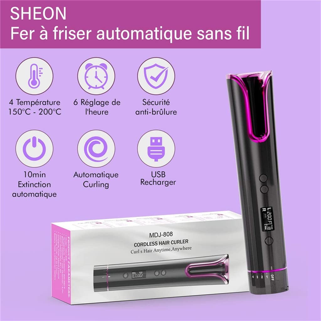 EDDGE Rizador de Pelo automático inalámbrico USB Inalámbrico Inalámbrico Auto Cerámica Rizador de Hierro Varita rizadora Rizador de Aire Rizador de Cabello