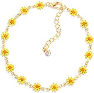 vama Golden Adjustable Yellow Daisy Flower Ankle Bracelets Toes Foot Jewelry Leg Payal Anklets Charm Chains for Girls Women-picture-45