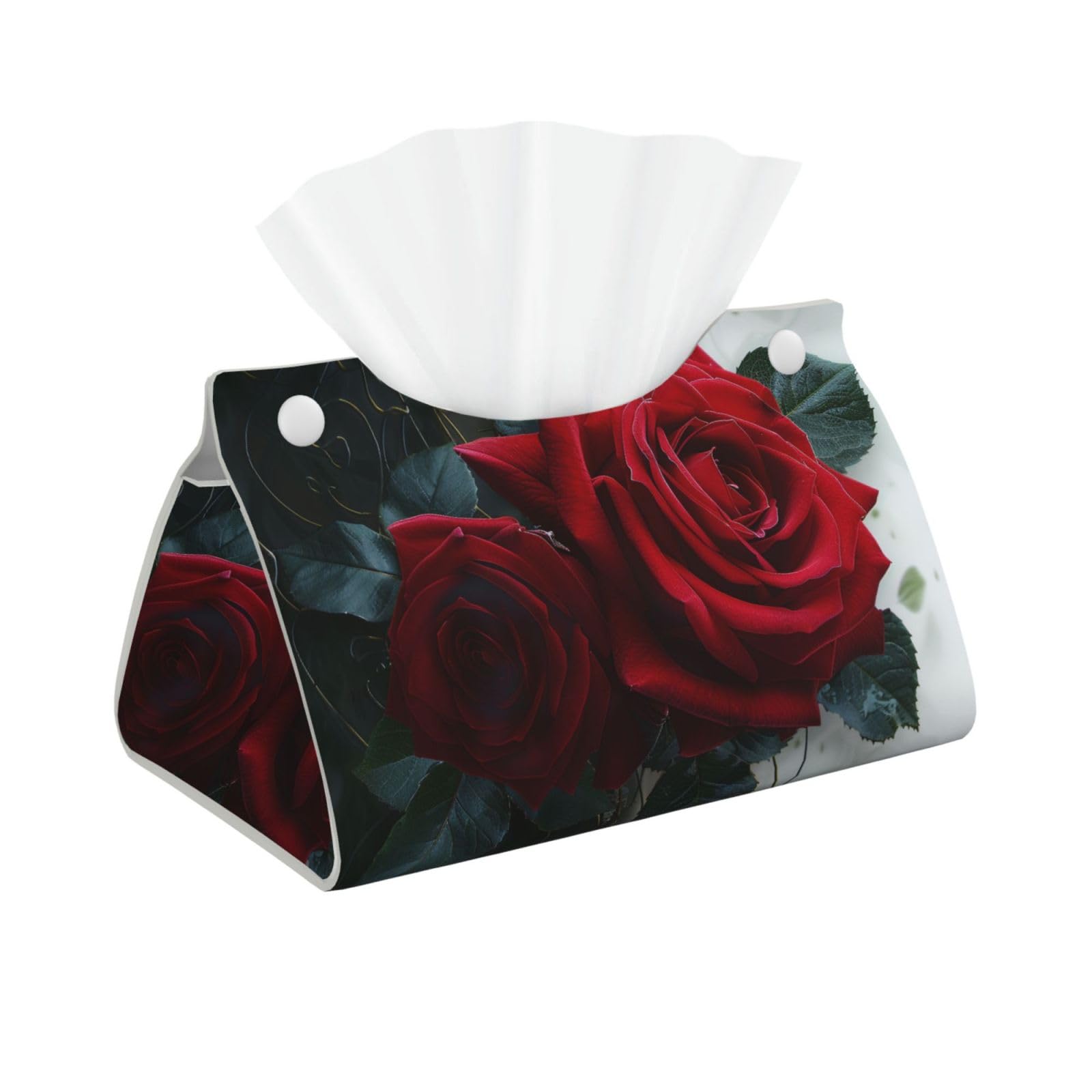 Gothic Rose art Print Tissue Box Cover Foldable Tissue Storage Box Leather Tissue Cube Box Holder for Living Room Bedroom Office Car Home Decor