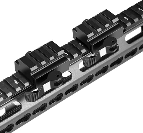 Miniatura 7 de Picatinny - Soporte elevador, adaptador de montaje de riel de perfil bajo con bloqueo de palanca QD de liberación rápida y 3 ranuras para rieles