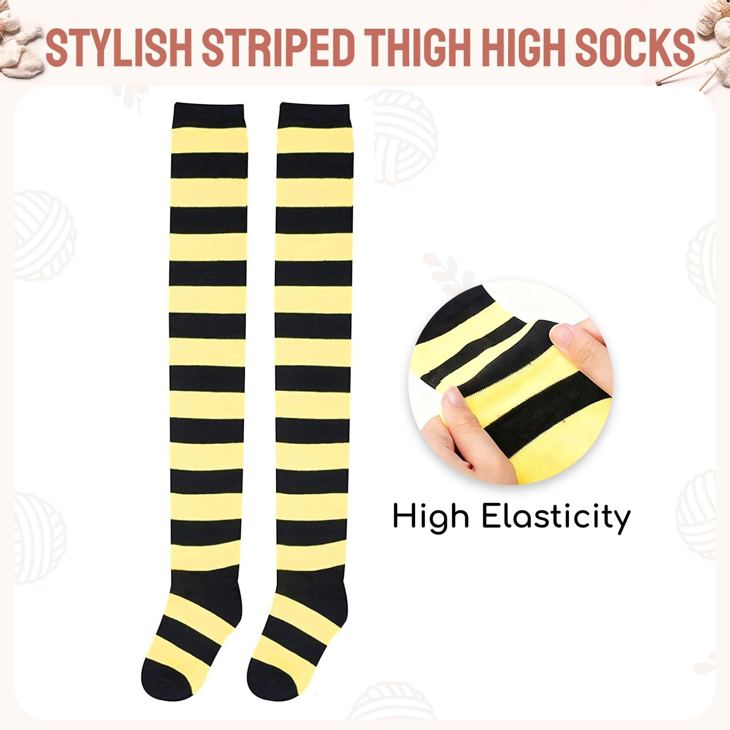 Striped Thigh High Socks - Christmas Over the Knee High Stockings for Women Teen Girls - Image 4