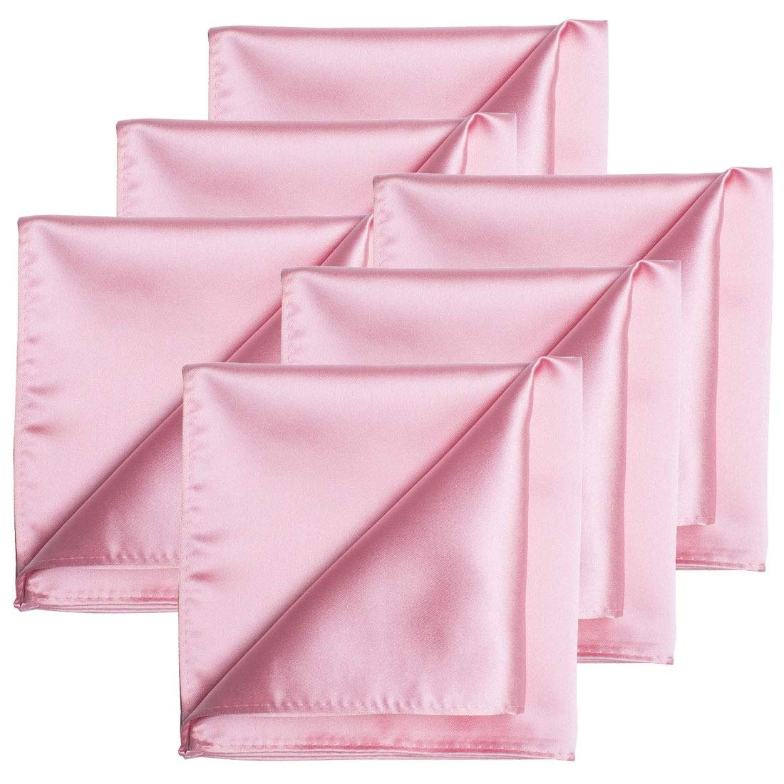KissTies 6PCS Satin Pocket Square Plain Color Handkerchief Gift Set