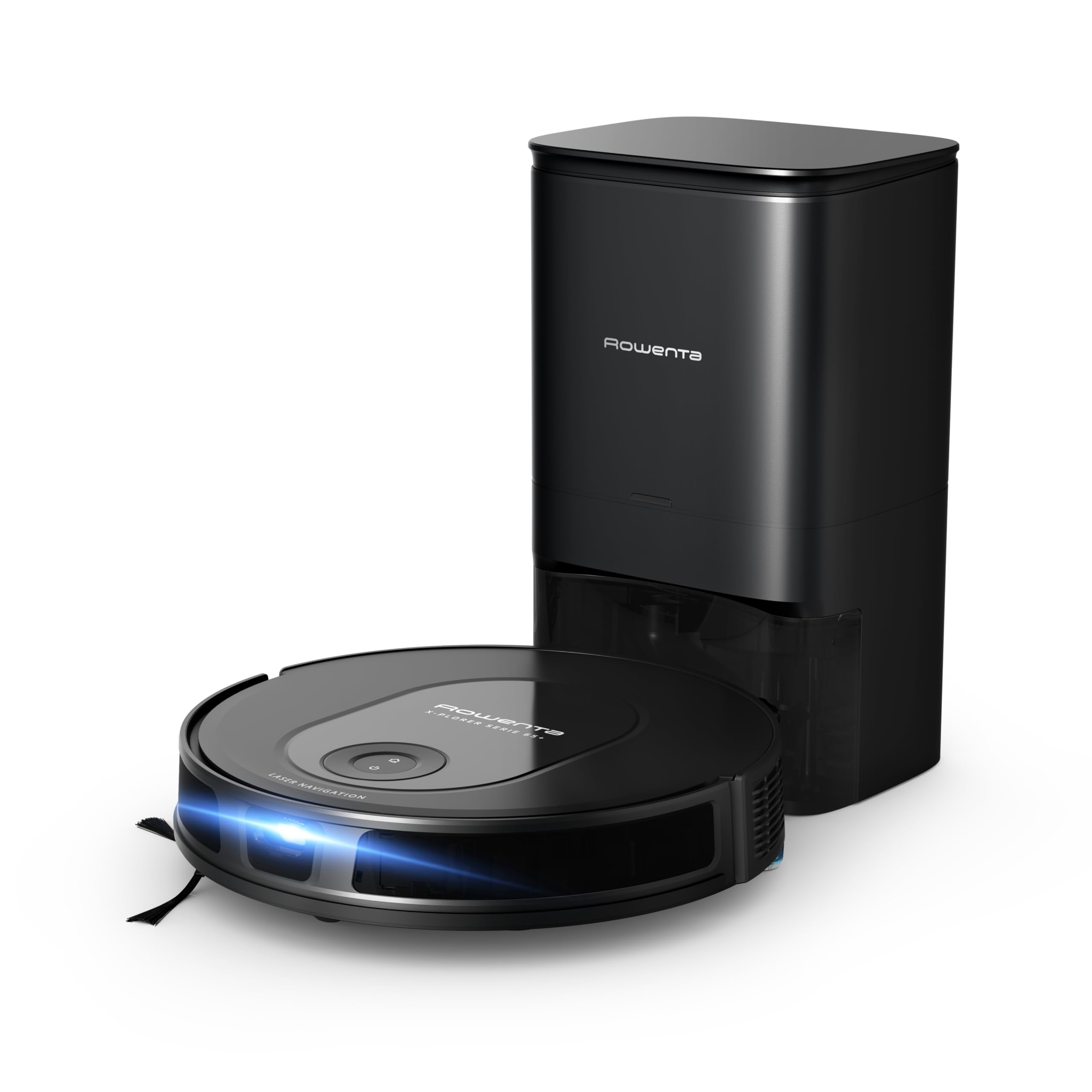Rowenta Xplorer Serie 65+ robot odkurzający na mokro i sucho, nawigacja laserowa, czas pracy 120 min, sterowanie za pomocą aplikacji, tylko 7,8 cm wysokości, elektroniczny mop do wycierania, stacja