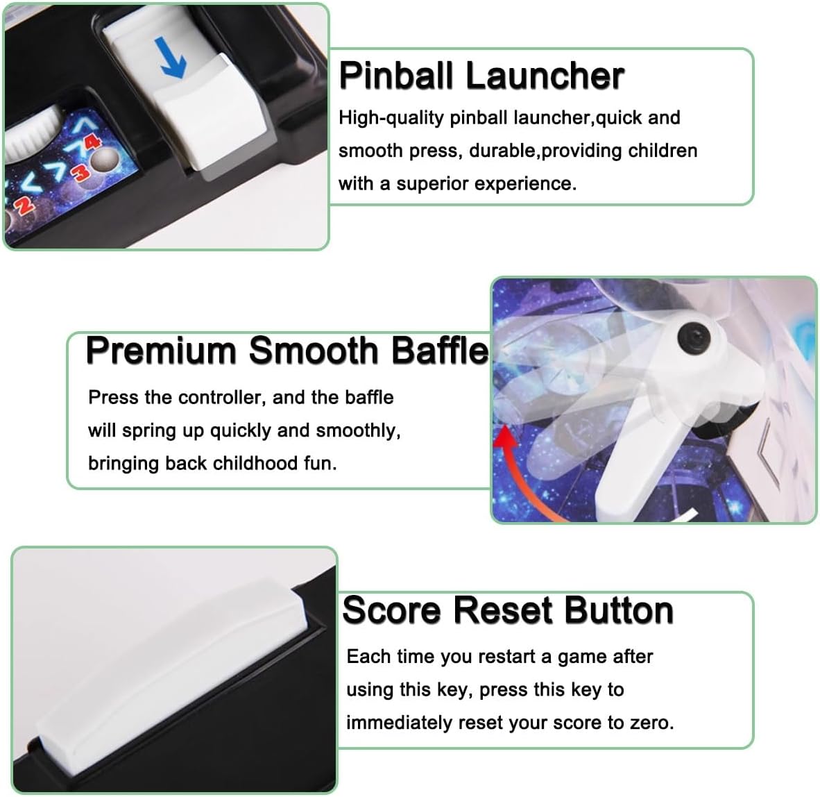 Exciting Arcade Pinball Machine Kit, Arcade Electronic Pinball Toy with Lights Sounds, Birthday Pinball Gifts Toy with LED Scoreboard, Desktop Pinball Shooting Game for Party Friend