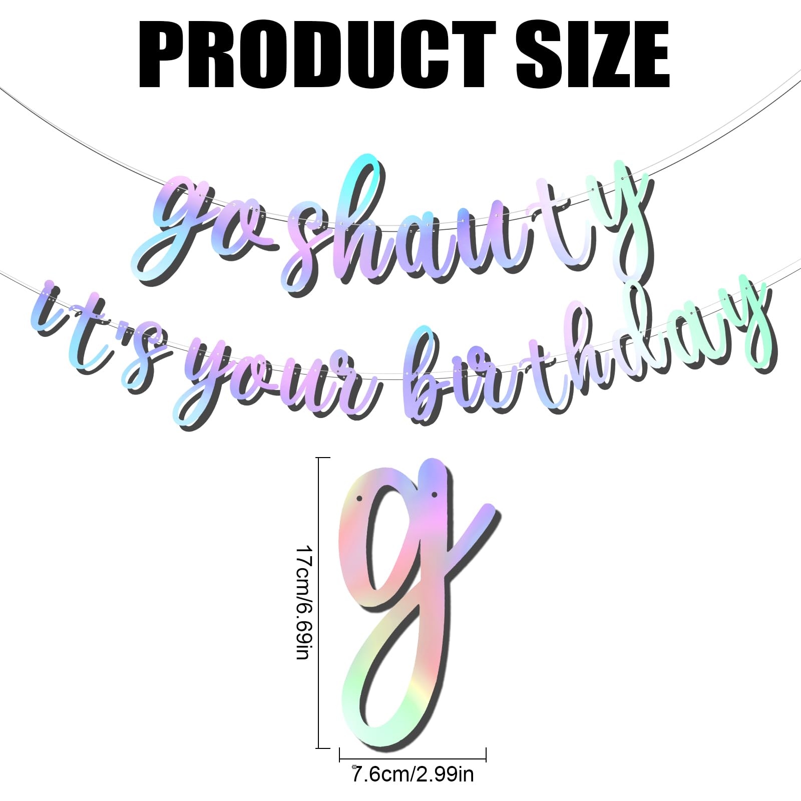 KatchOn Happy Birthday Banner 3 M – Holografisch & Vorgespannt, Wiederverwendbar