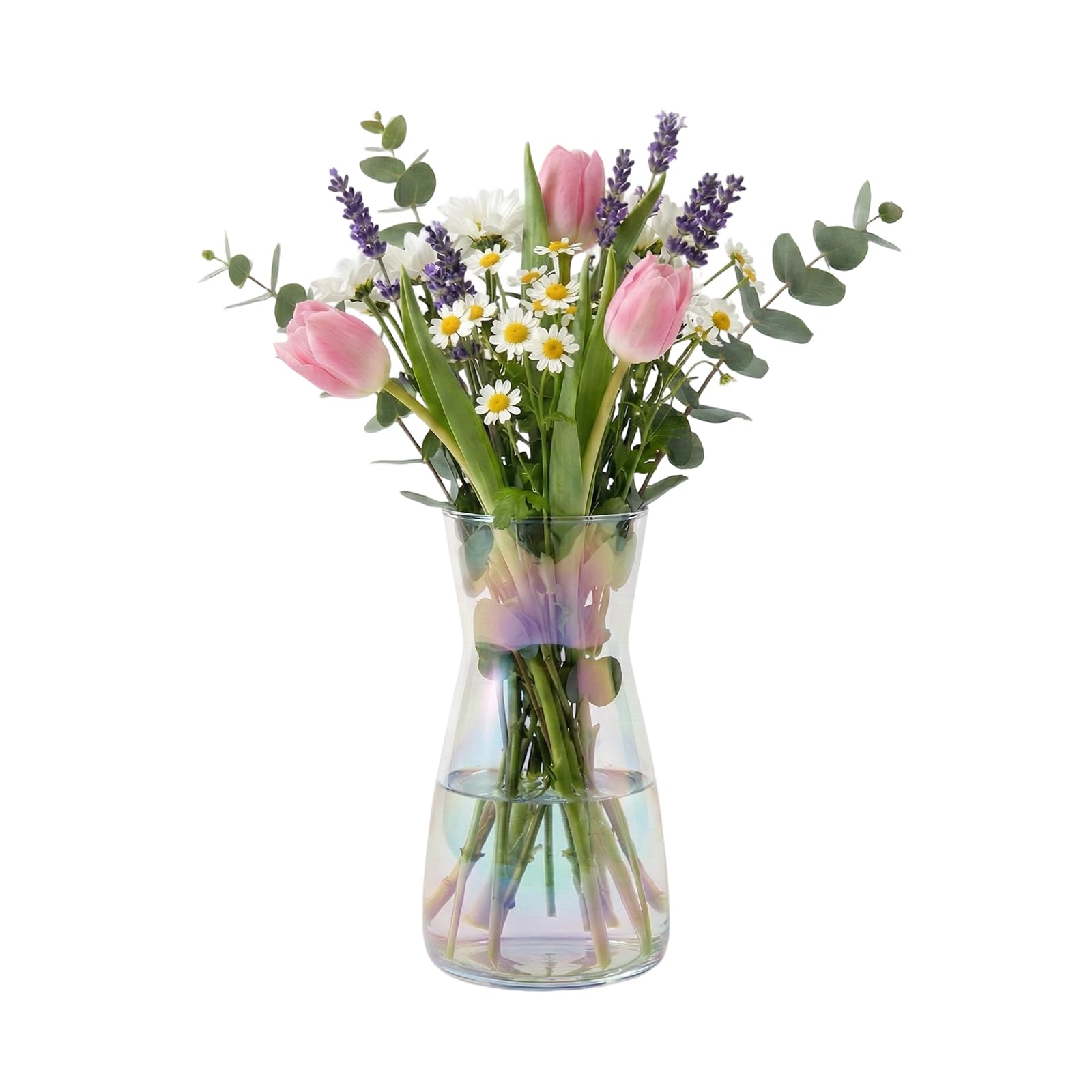 GREENSAPPIRE Clear Glass Vase 7.7"" Tall Vases Clear Glass Vase for Centerpieces Modern Colored Glass Vases Rustic Home Decor, Decorative Modern Farmhouse, Ideal Shelf, Mantle (Rainbow)