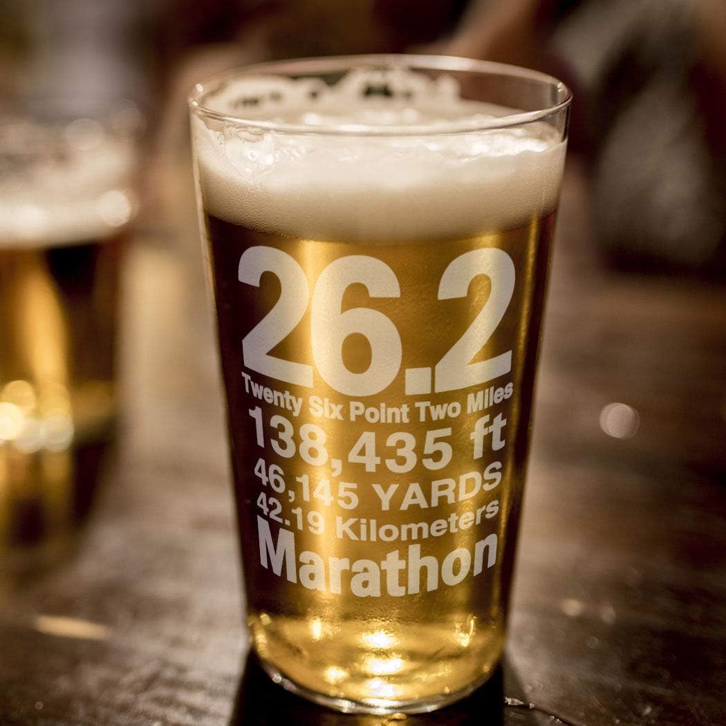 Gone For a Run 26.2 Math Miles Engraved Beer Pint Glass 16 oz.