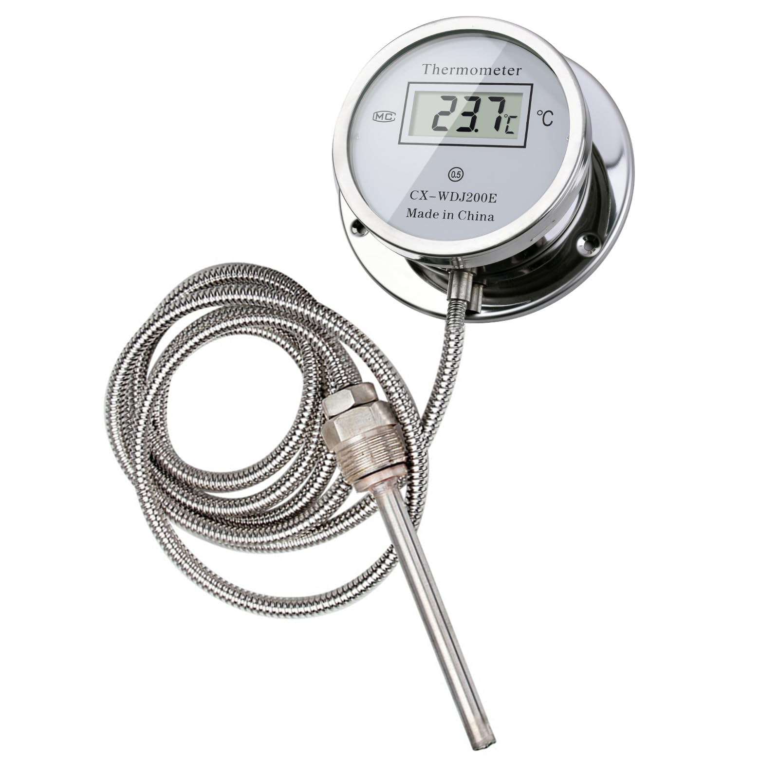 Medidor de temperatura impermeable, sondas roscadas, sensores, termómetros digitales, herramienta de medición de alta precisión para uso en calderas, termómetros de cable de doble capa