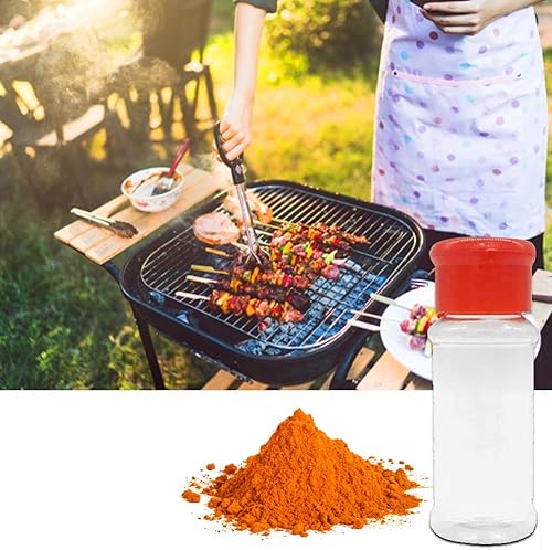 Miniatura 9 de FEOOWV Juego de 25 botellas vacías de plástico para especias para almacenar condimentos de barbacoa, sal, pimienta y más, 2.5 fl oz2.5 oz (rojo)