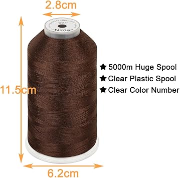 New brothread Huge Spool Embroidery Thread - Dark Brown Fits Janome Color