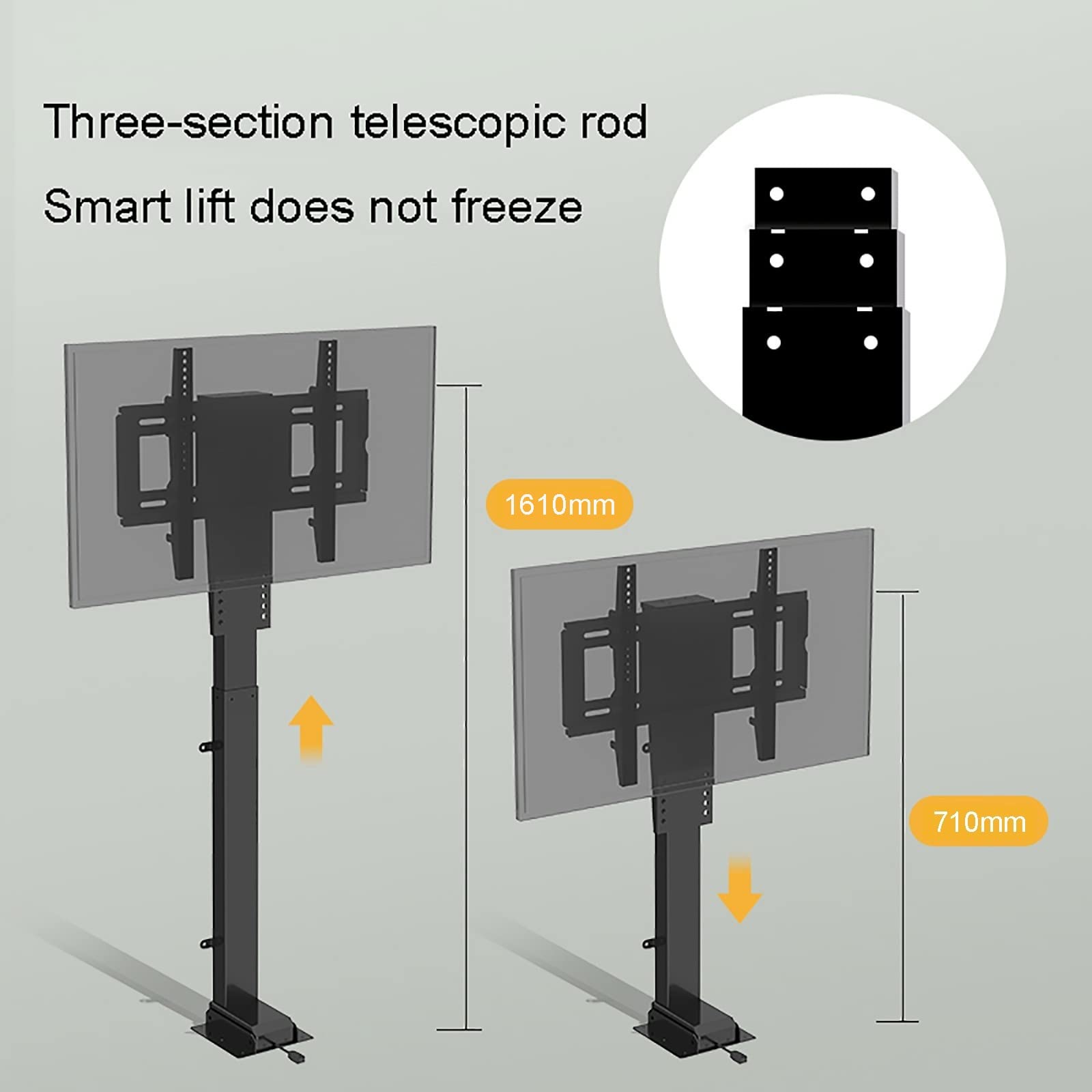 HYJYGM - Elevador motorizado de TV, soporte de televisión de elevación vertical con mando a distancia, 90 cm de viaje, menos de 30 segundos, para televisores de 26 a 75 pulgadas de grandes