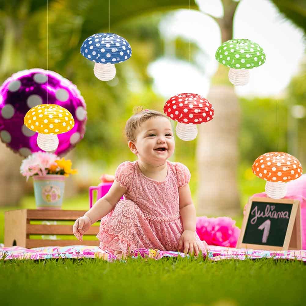 6 Lanterne Di Carta A Forma Di Fungo Giallo – 3 Grandi (30,5 Cm) E 3 Piccole (20,3 Cm) – Per Feste A Tema Foresta, Compleanni, Baby Shower - 2