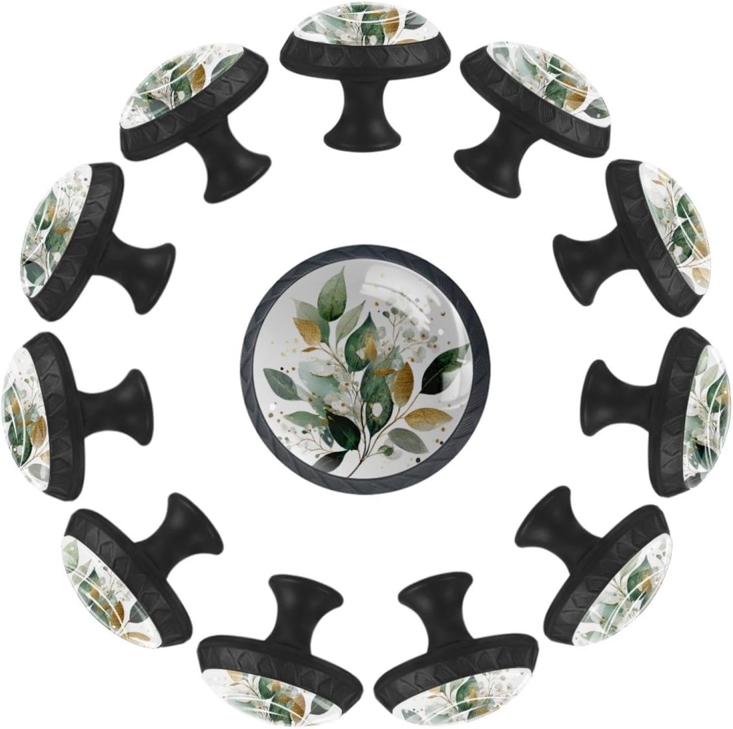 Green Fire Dragon (3) Dresser Knobs & Cabinet Knobs, Decorative Pattern Drawer Pulls with Screws, Crystal Glass Hardware for Home Farmhouse Decor