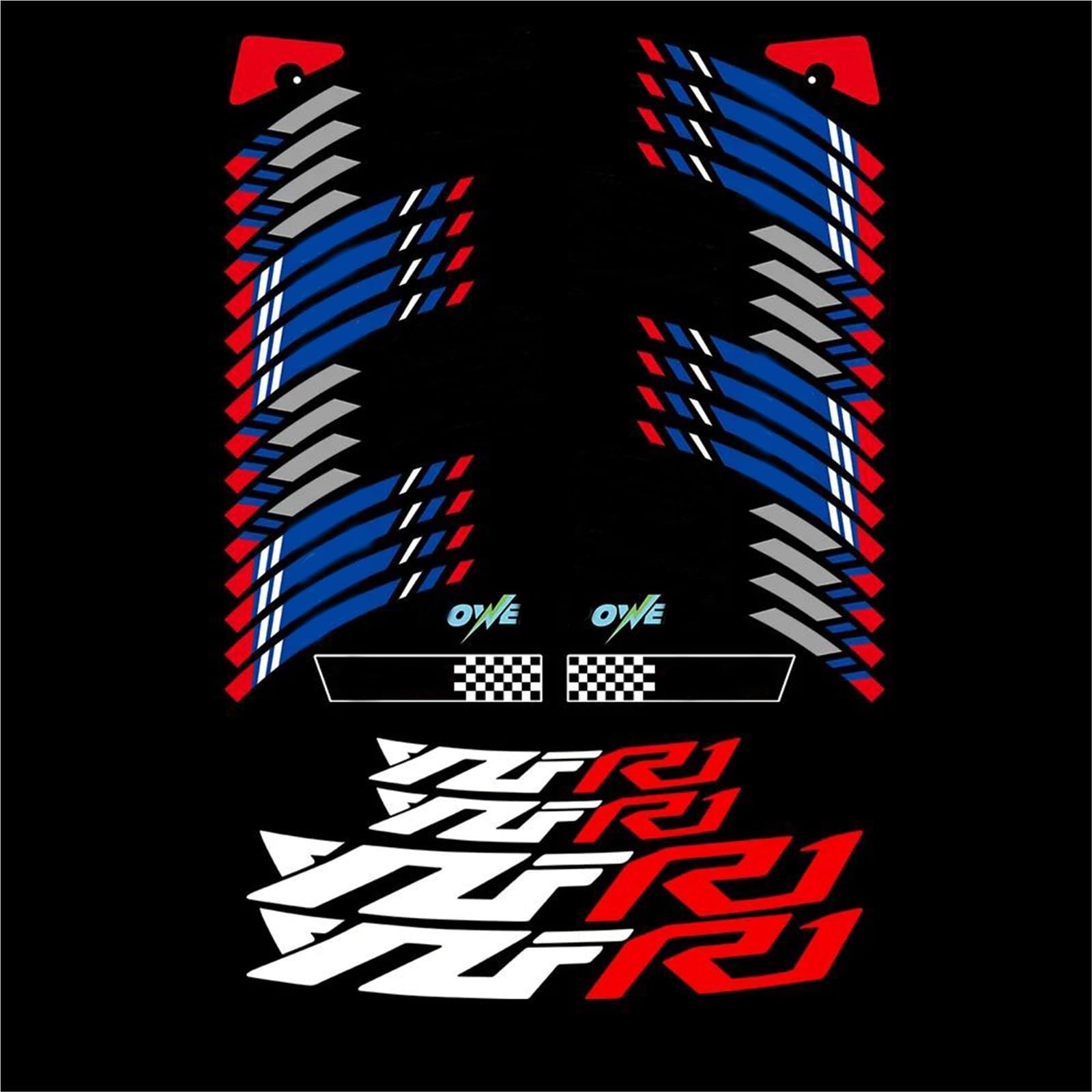 Sticker Part for Y-AMAHA YZFR1 YZF R1 YZF-R1 Reflection Stickers Motorcycle Wheel Inner Strip Decals Accessories Hub Decal(Blue)