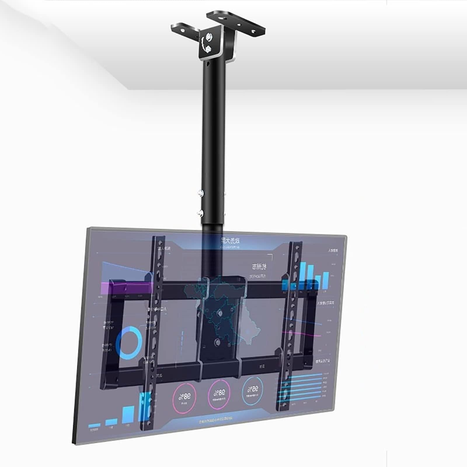 Support de plafond réglable pour fixer une grande TV au centre