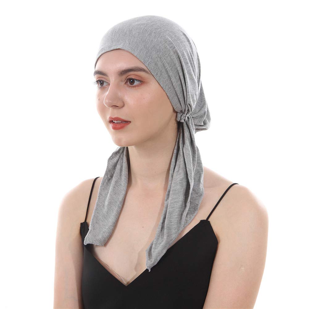 DuoZan Women's Beanie Soft Lycra Modal Cotton Turbans Chemo Caps Pre Tied Bandana Solid Color Hat