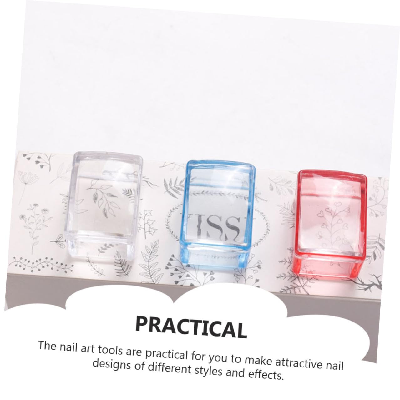 3Pcs Nail Art DIY Stampers with Transparent Seals for Manicure Precision Stamping Use Nail Art Tools for Creative Designs Saving Decoration