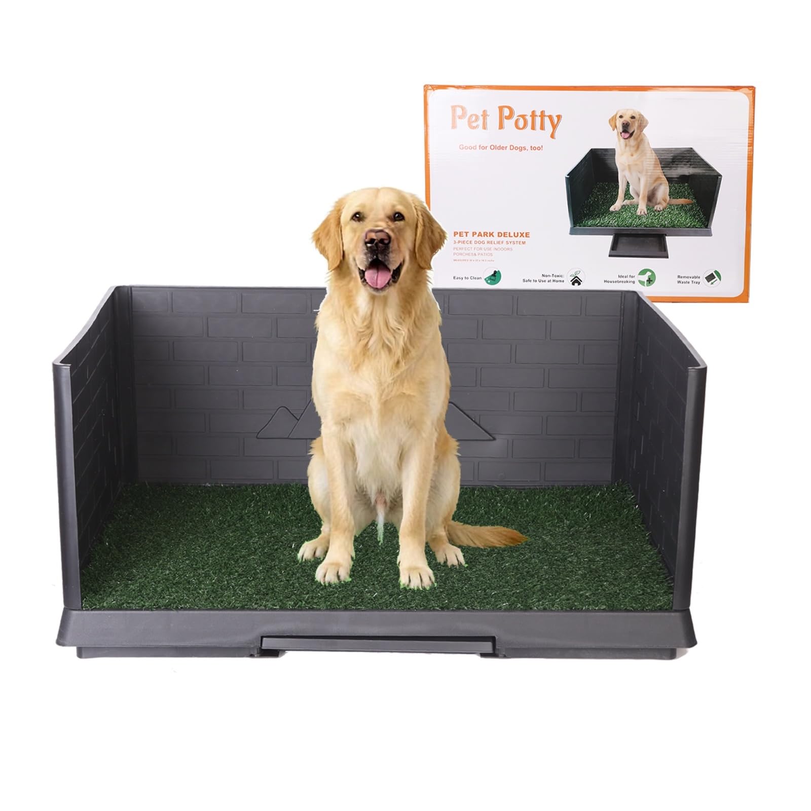 Photo 1 of Cooogift Large Dog Grass Pad with Tray, Reusable Potty Training Pad with Pee Baffle, Indoor & Outdoor 30" 20" Artificial Grass Patch for Small&Medium&Big Dogs