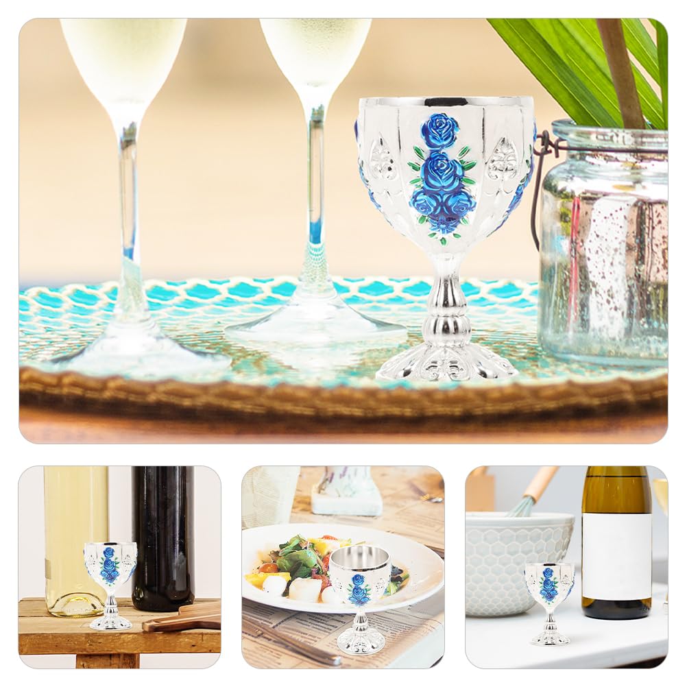 BESTOYARD Chalice Wine Goblet, Blue Royal Wine Glasses Cup European Vintage Cup Altar Cup Worship Cup Martini Flutes Retro Wine Cup For Home Night Bar Party