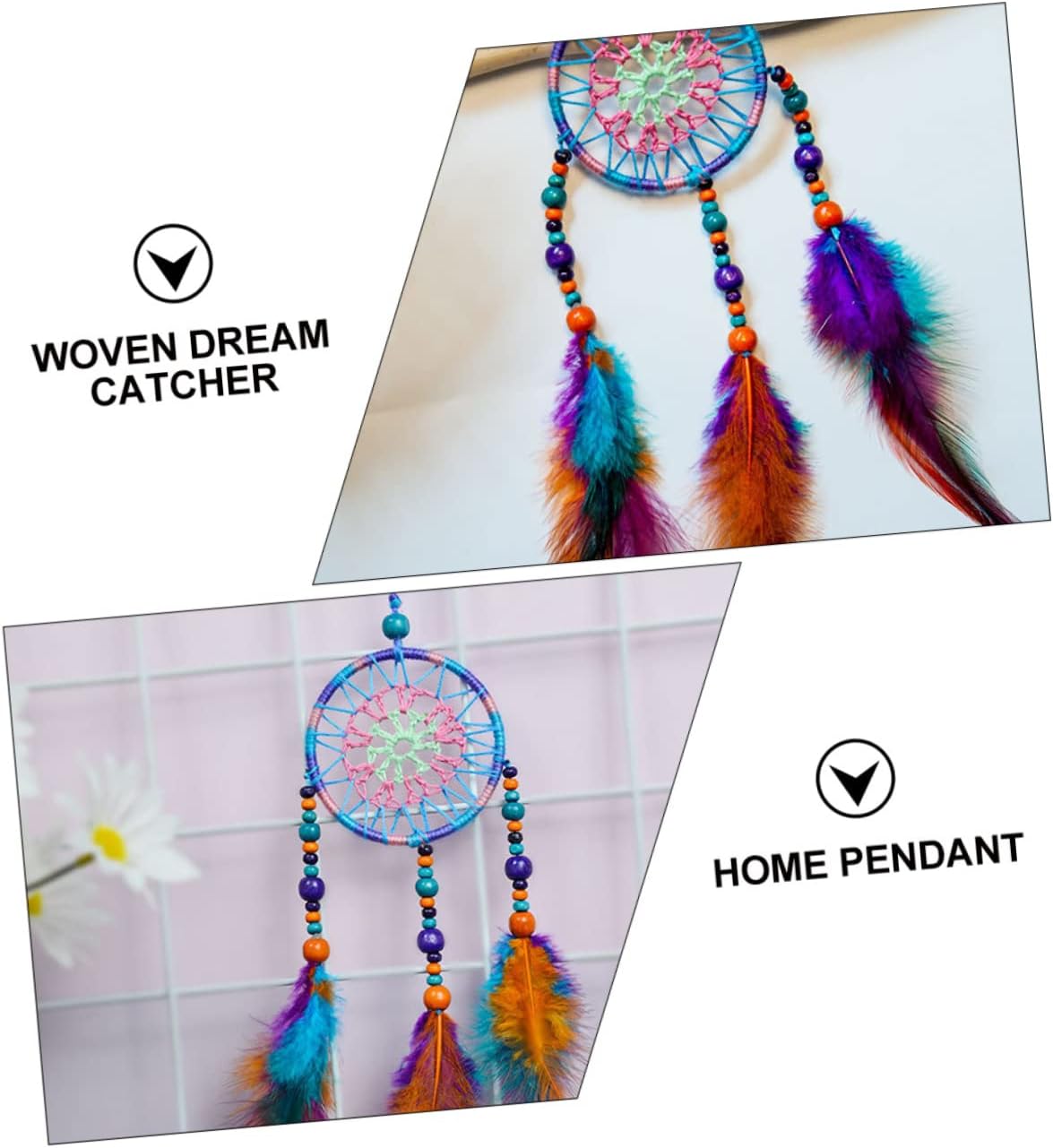 Alipis Colorful Handmade Dream Catcher Pendant Woven Hanging Decoration for Home Bedroom and Beautiful Ethnic Style Catcher with and Warm Festival Atmosphere
