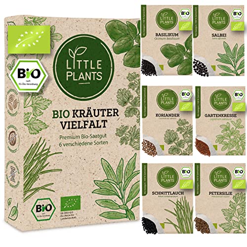 Bio Kräutersamen Set - 6 Sorten Kräuter Samen, Saatgut für Garten Balkon Hochbeet und mehr - Pflanzensamen Set