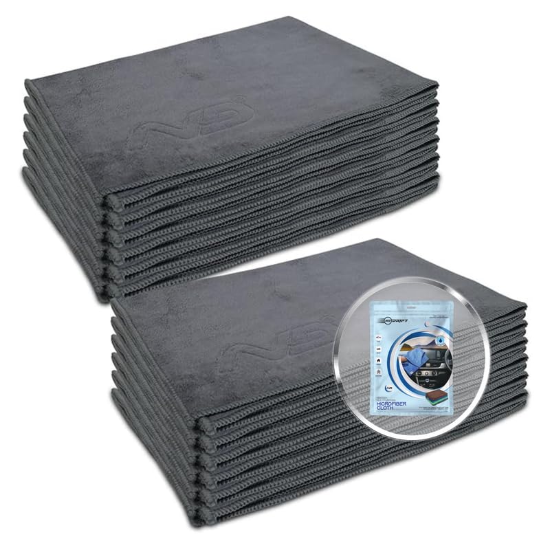 Image of Neodrift '400 GSM' Microfiber Cloth (Size - 40X60 Cm)(Set of 12 PC)(Colour - Gray)(Ultra Soft Cleaning Cloth for Car, Bike - Polishing, Detailing, Highly Absorbent)