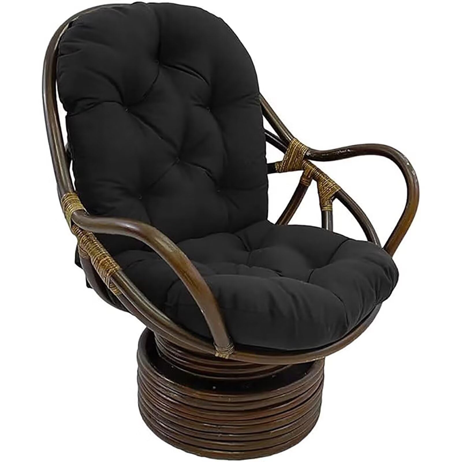 TESICA Black Patio Indoor Outdoor Swivel Chair Cushion Seat Pads Garden High Back Chair Cushions Soft Lounger Chair Pad for Recliner Patio Chair (No Chair)