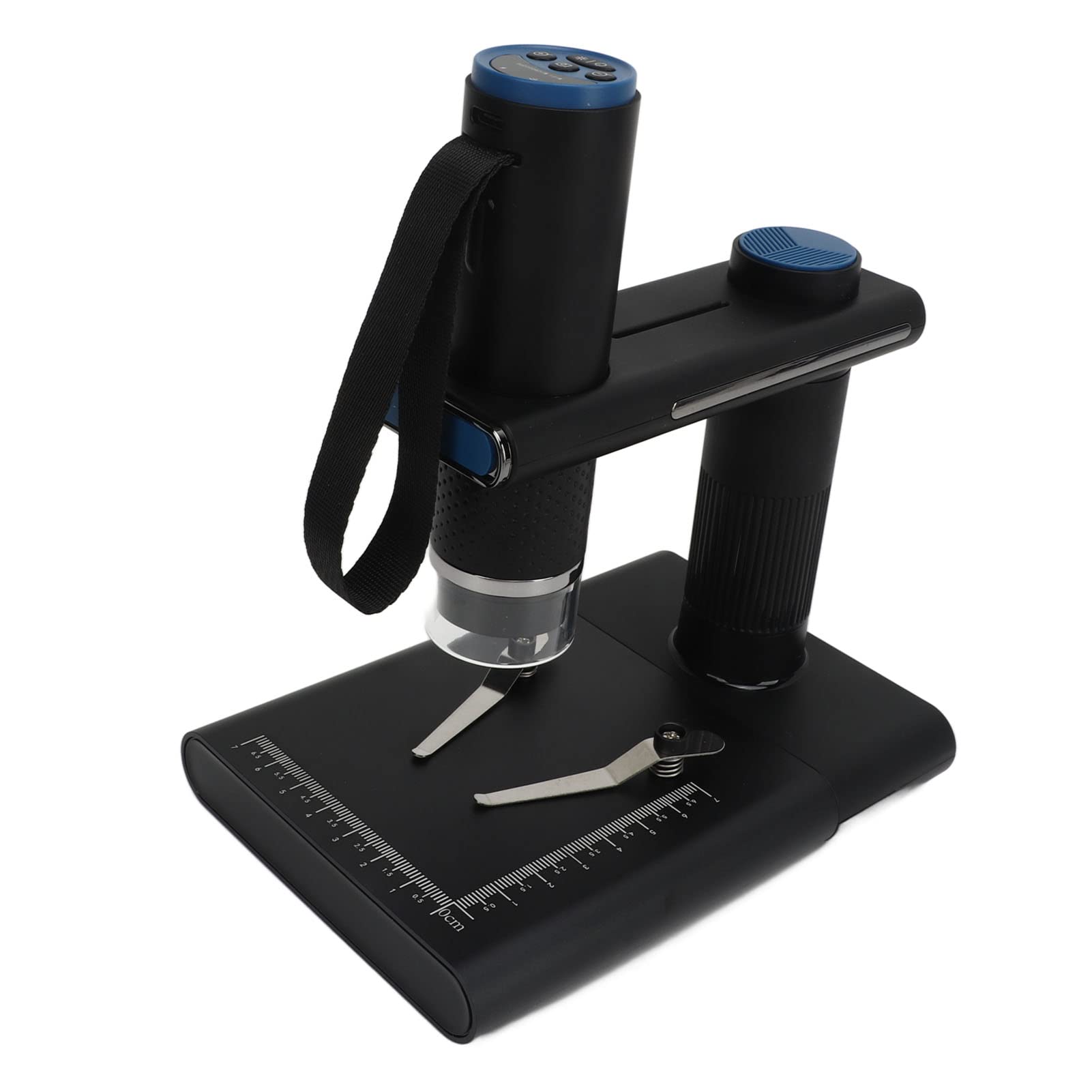 Drahtloses Digitalmikroskop mit 50- Bis 1000-facher Vergrößerung, WLAN, USB, 2-Megapixel-Kamera, 8 LED-Leuchten und Verstellbarem Ständer (Schwarz)
