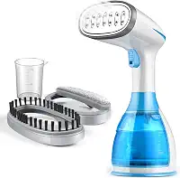 Vaporizador de Roupas,1500W Ferro a Vapor Portatil,Ferro a Vapor com Tanque de Água, Dois Tipos de Escovas e Copos Medidores,para Remoção Rápida de Rugas do Tecido,Ideal para Famílias, Viagens